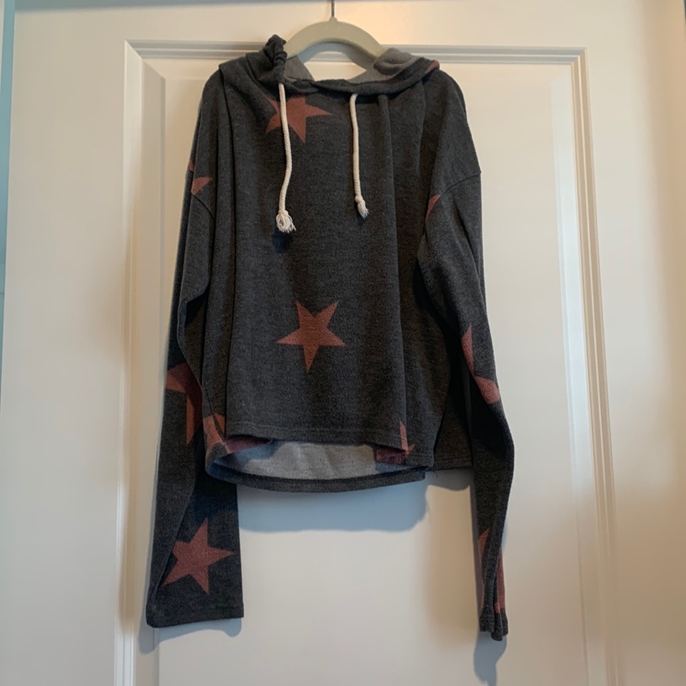 Mota Boutique Stars Waffle Knit Hoodie Top